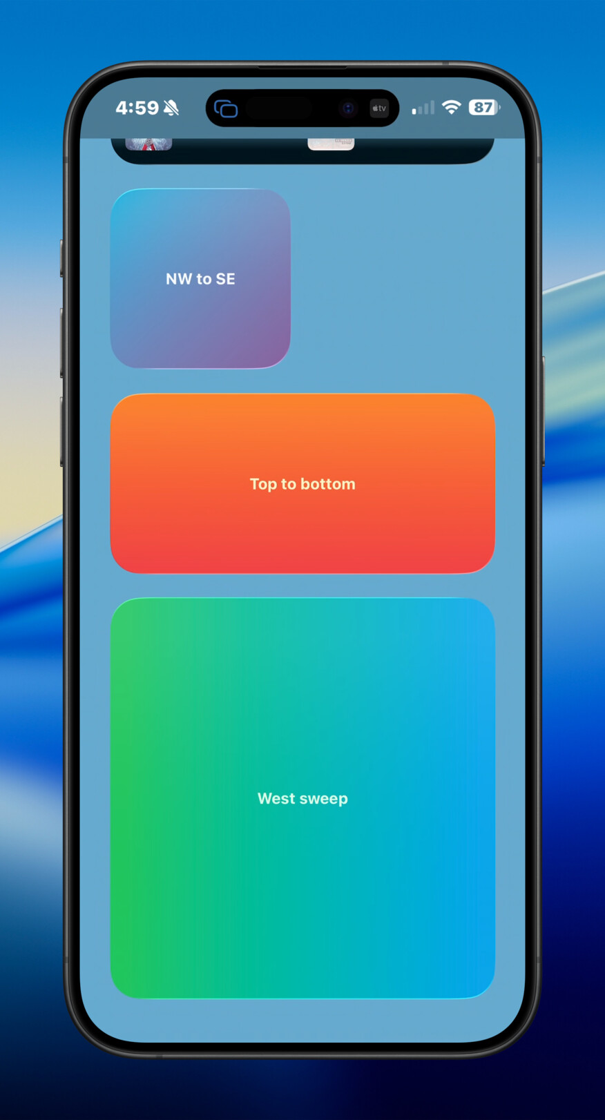 iPhone background gradient widget screenshot