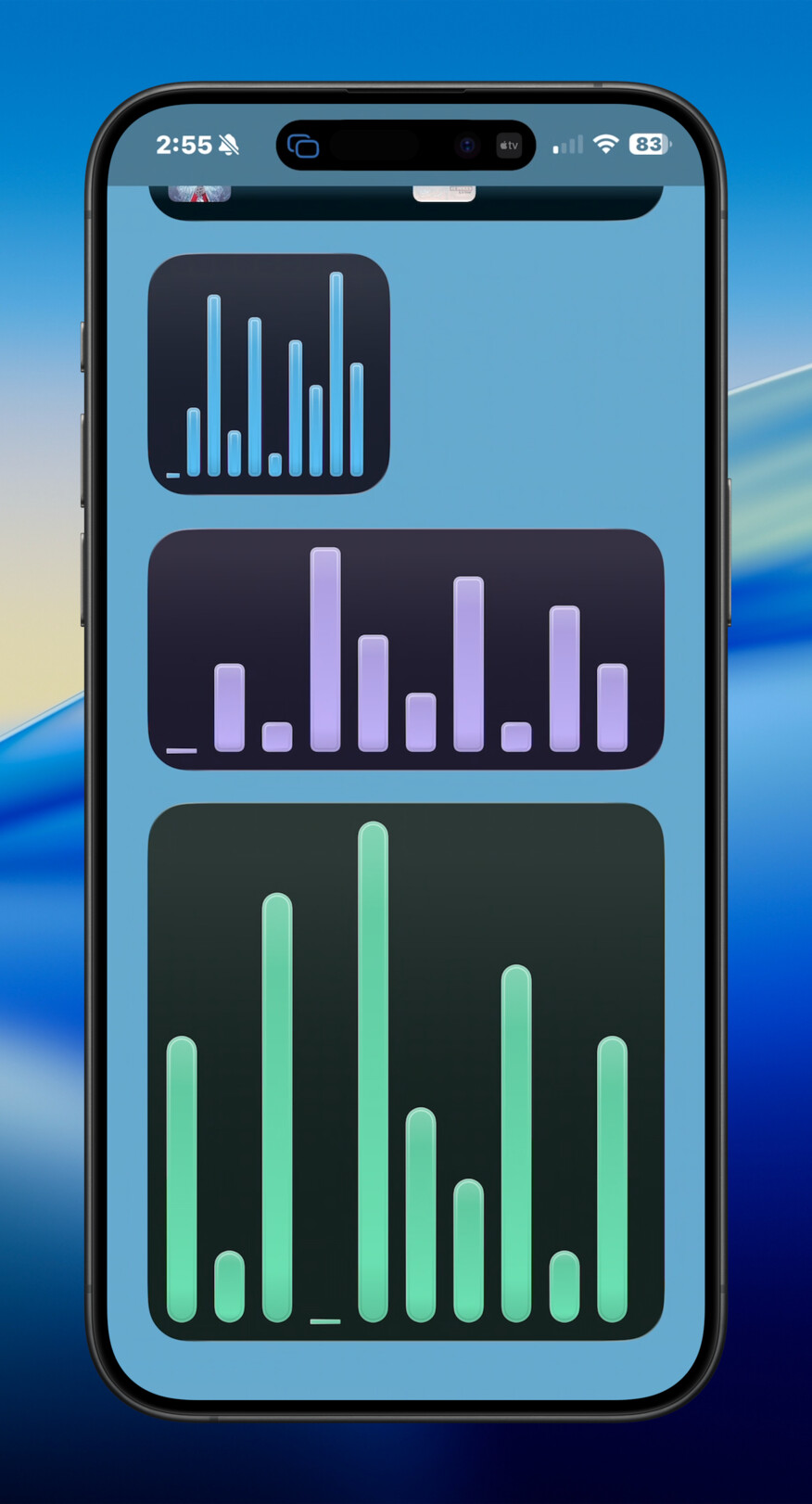 iPhone chart sparkline glass alt widget screenshot