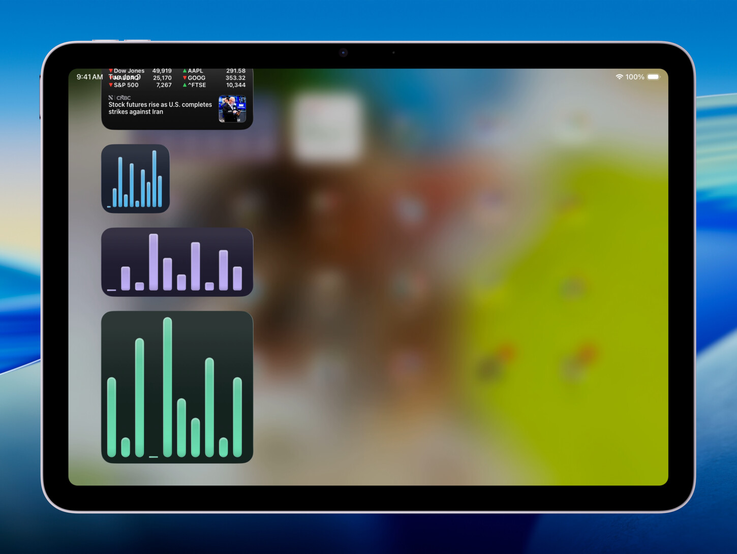iPhone chart sparkline glass widget screenshot