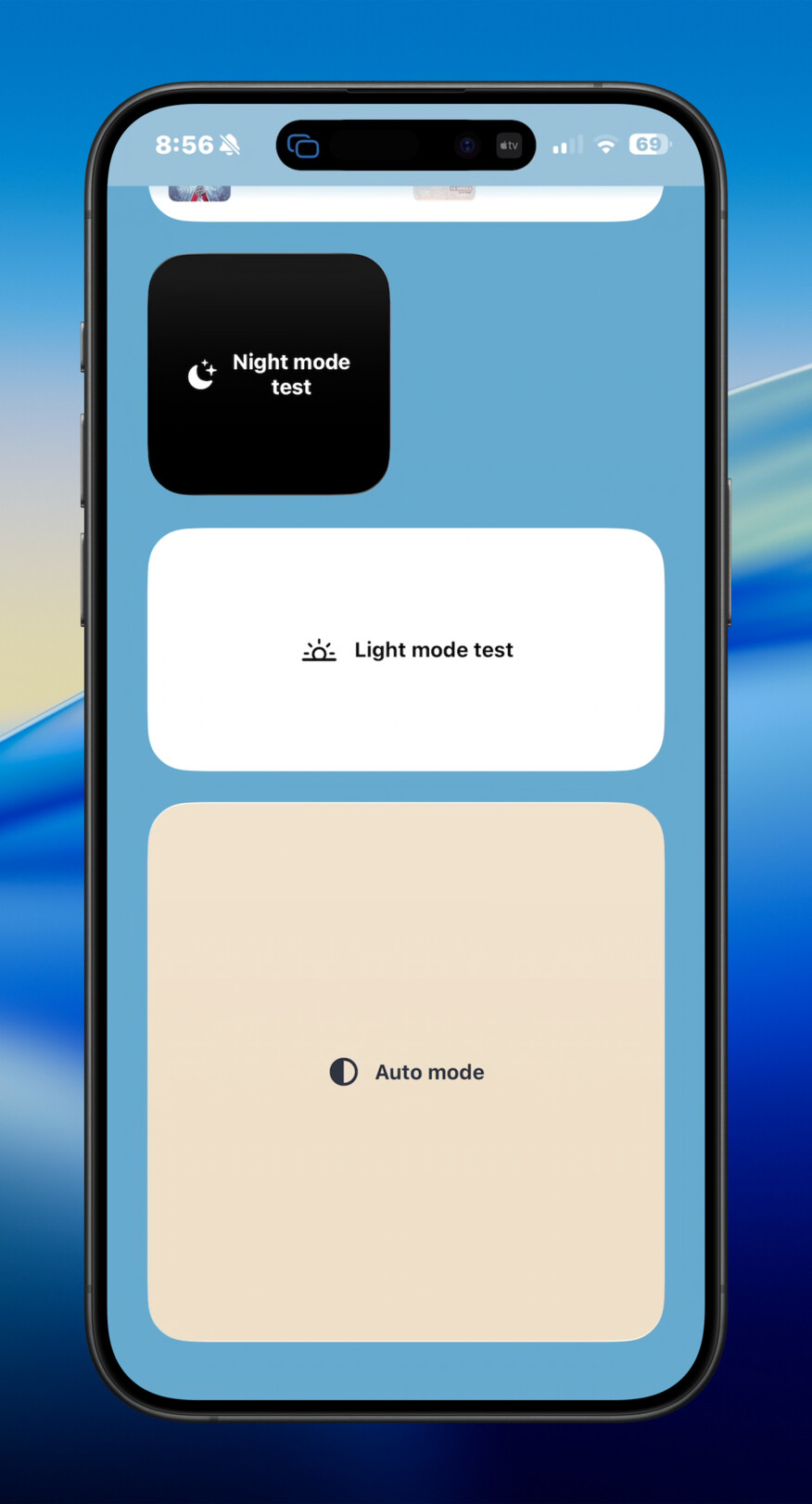 iPhone mode showcase widget screenshot