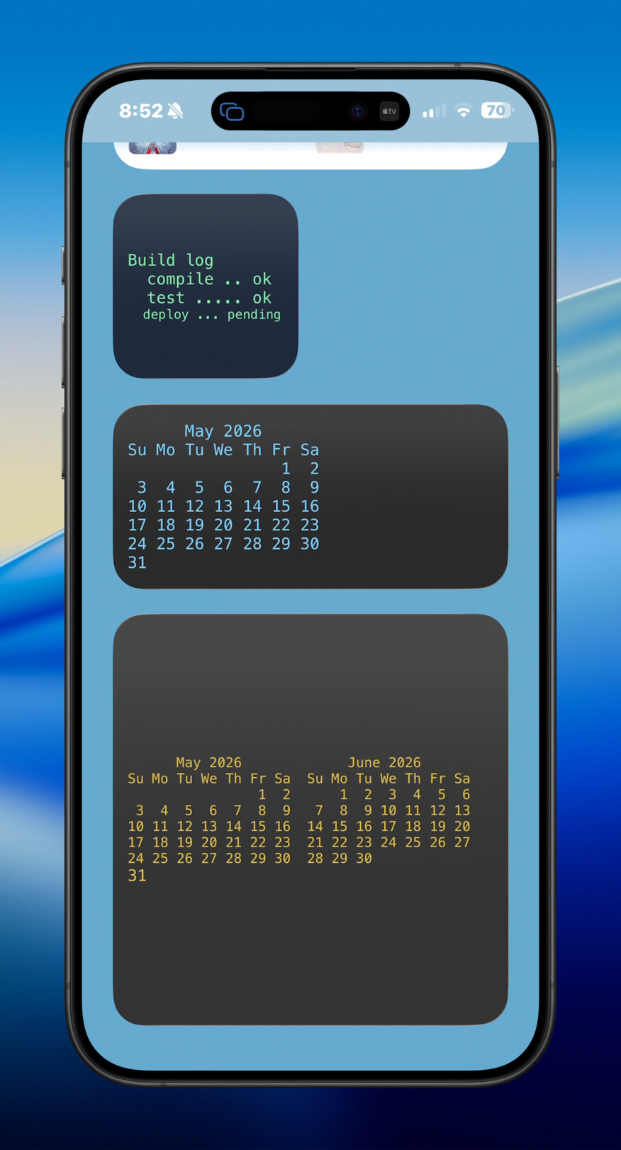 iPhone terminal output widget screenshot