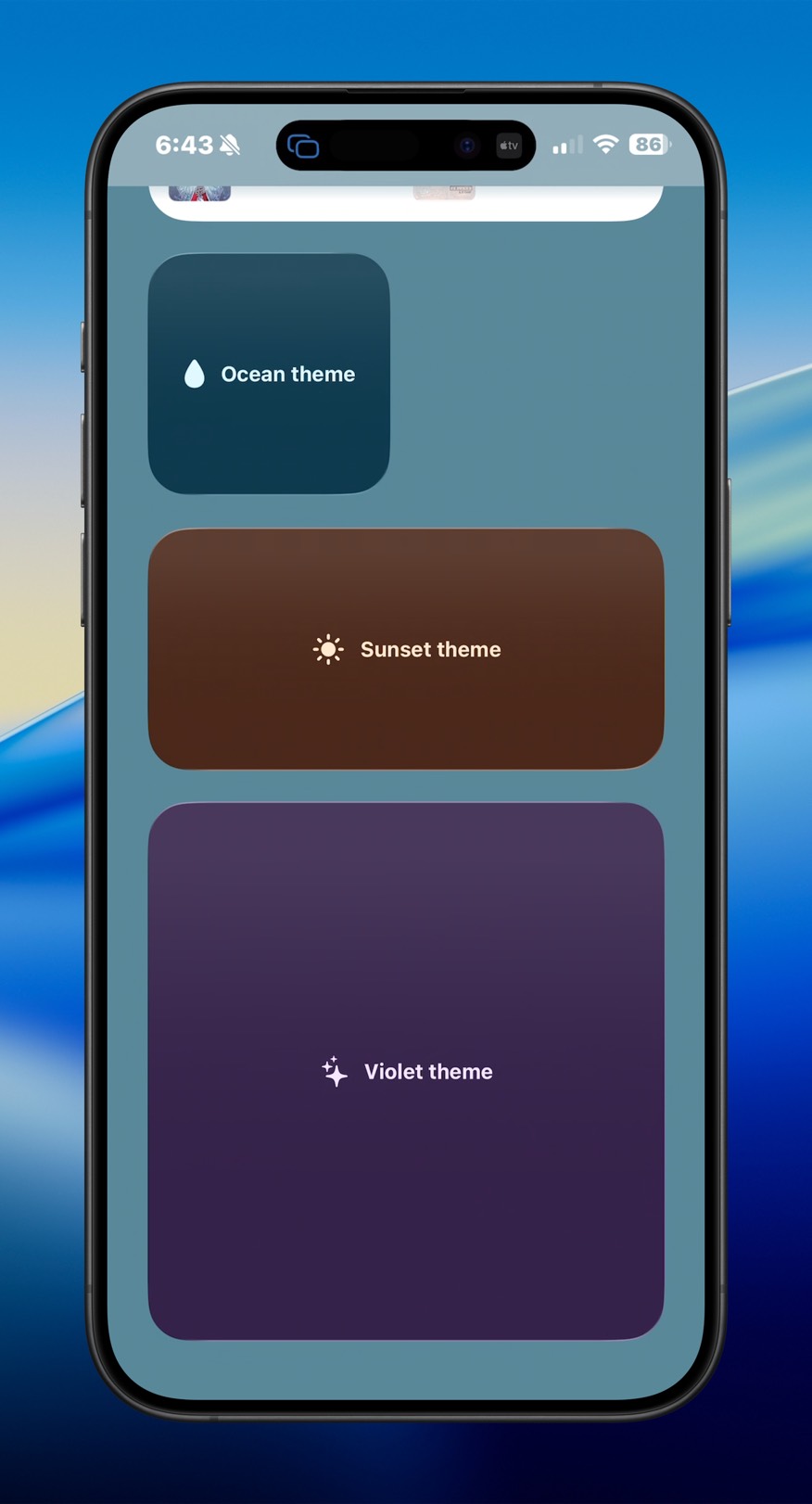 iPhone foreground/background variants widget screenshot