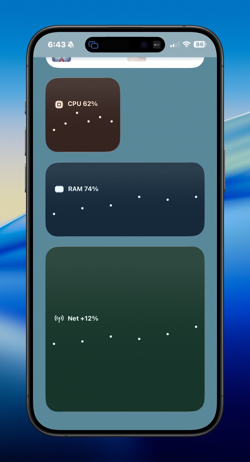 iPhone icon inline mix widget screenshot