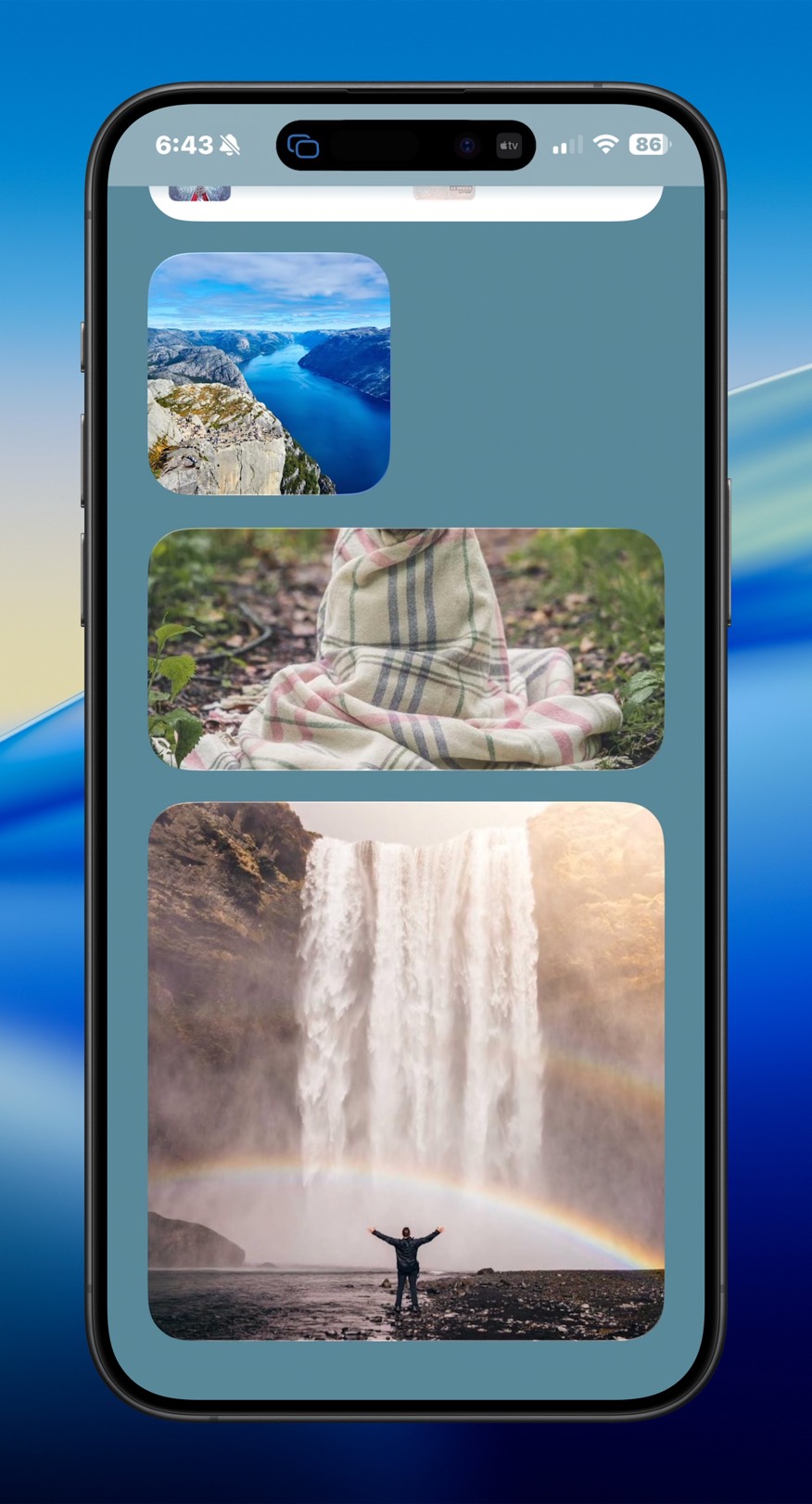 iPhone image showcase widget screenshot