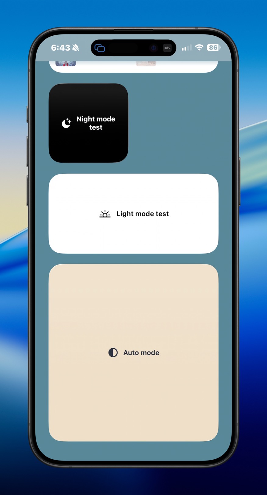 iPhone mode showcase widget screenshot