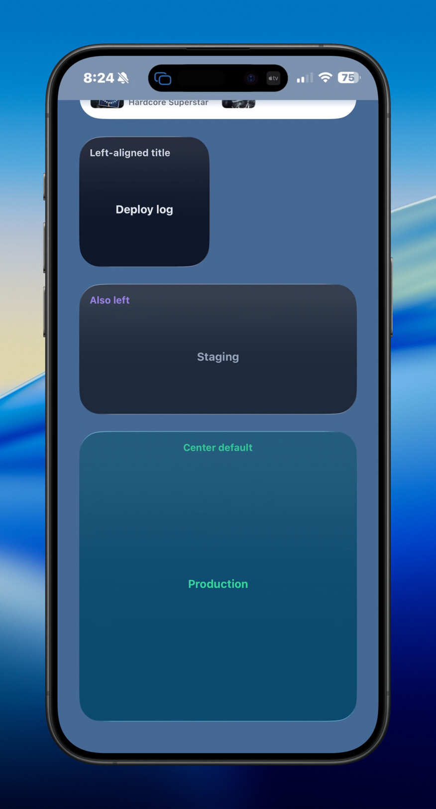 iPhone text title align left widget screenshot