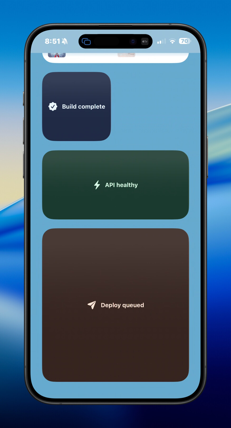 iPhone text trio widget screenshot